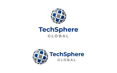 Logotipo global de TechSphere, logotipo de tecnología Ai