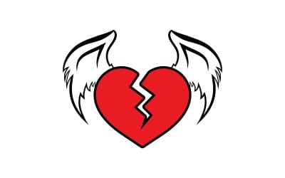 Разбитое сердце с дизайном логотипа Wings