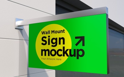Rectangular Wall Mount Façade Sign Mockup Template 28A