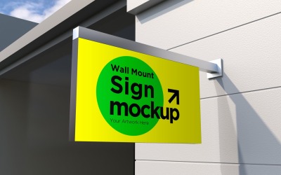 Rectangular Wall Mount Façade Sign Mockup Template 28B