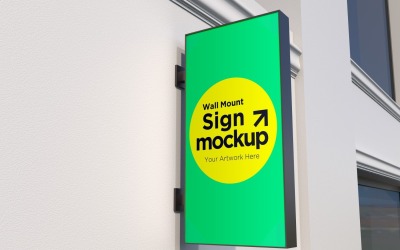 Rectangular Wall Mount Façade Sign Mockup Template 29A