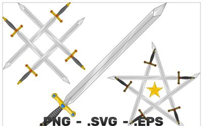 Vector Design Of Interlocked Medieval Swords