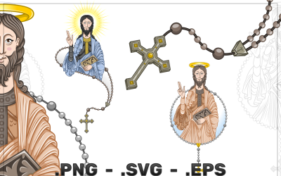Векторный дизайн апостола Сантьяго с четками