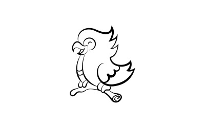 Design de logotipo preto de papagaio fofo