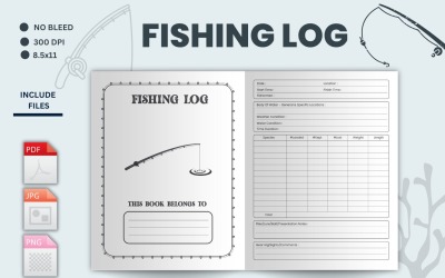 Diario di bordo stampabile, registro delle catture di pesca, registro della guida di pesca, registro del pescatore, diario di pesca