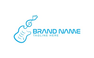 Diseño de logotipo de marca de guitarra creativa.