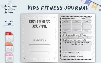 Journal de remise en forme pour enfants, suivi de l’eau, suivi des aliments, journal d’exercice, inserts de page, pages de planificateur