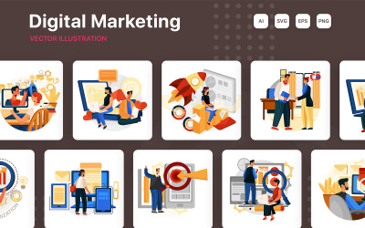 M238_ Pacote de ilustração de marketing digital