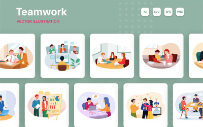 M250_ Zakelijk teamwerk illustratiepakket