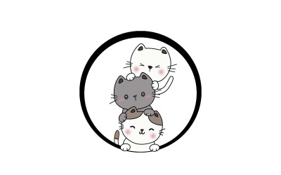 Schattig drie katten logo ontwerp