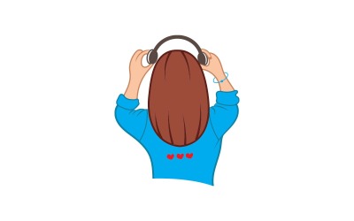 Schattig meisje met hoofdtelefoon Logo
