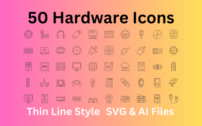 Ensemble d&amp;#39;icônes matérielles 50 icônes de contour - Fichiers SVG et AI