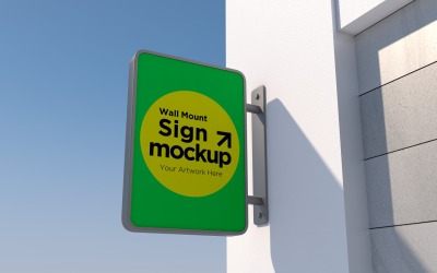 Rectangular Wall Mount Façade Signage Mockup Template 34B
