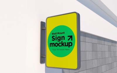 Rectangular Wall Mount Signage Mockup Template 34A