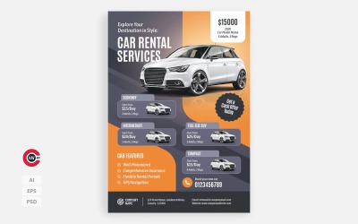 Шаблон дизайну листівки про оренду автомобіля – 00001