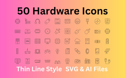 Set di icone hardware 50 icone di contorno - file SVG e AI