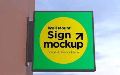 Square Wall Mount Sign Double Sided sign board Mockup  40C