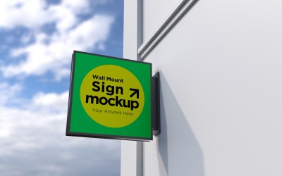 Square Wall Mount Signage Mockup Template 38A