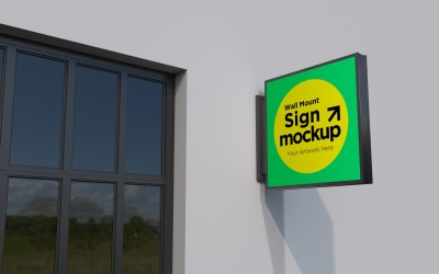 Square Wall Mount Signage Mockup Template 39A