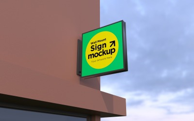 Square Wall Mount Signage Mockup Template 40A