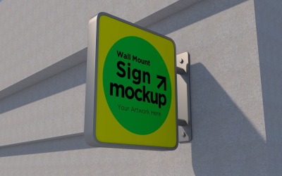 Squuare Wall Mount Signage Mockup Template 33B