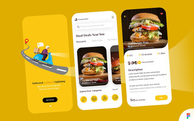 Användargränssnitt för app för matleverans
