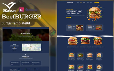 Hovězí burger – sada prvků jedné stránky