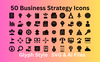 Набір піктограм бізнес-стратегії 50 піктограм гліфів – файли SVG та AI