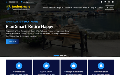 RetireSmart – šablona webu HTML5 pro plánování odchodu do důchodu