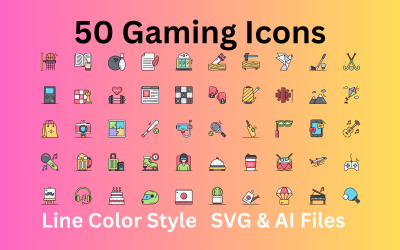 Sada ikon koníčků 50 barevných ikon čar - soubory SVG a AI
