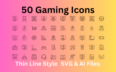 Spelikonuppsättning 50 konturikoner - SVG- och AI-filer