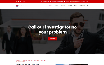 Szablon witryny internetowej HTML dotyczący prywatnego dochodzenia