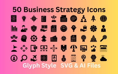 业务策略图标集 50 个字形图标-SVG 和 AI 文件