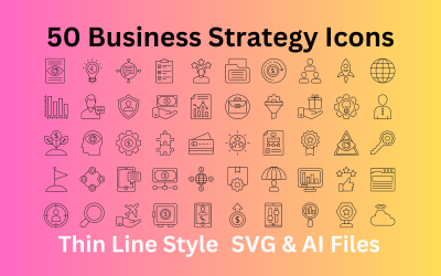 Zestaw ikon strategii biznesowej 50 ikon konspektu - pliki SVG i AI