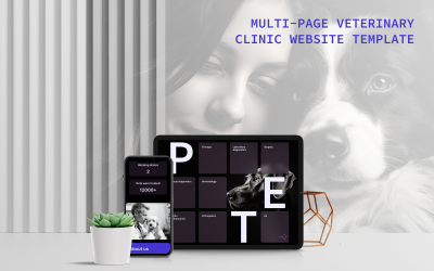 Pet Paw: modello di interfaccia utente minimalista del sito Web di una clinica veterinaria