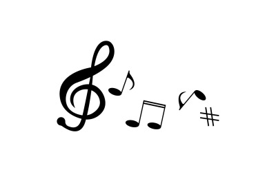 Icône de logo vectoriel de note de lecteur de musique v36