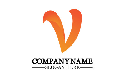 V initial name letter logo template v13