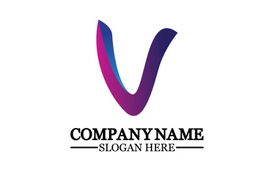 V initial name letter logo template v15