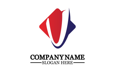 V initial name letter logo template v22