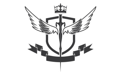 Épée d&amp;#39;aile et icône du logo du roi seigneur de la couronne v27
