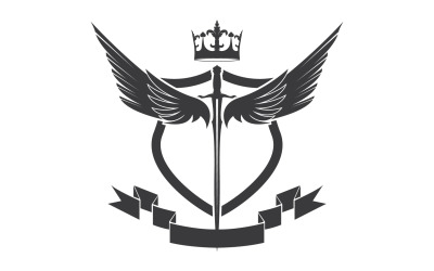 Épée d&amp;#39;aile et icône du logo du seigneur du roi de la couronne v11