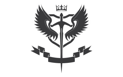 Épée d&amp;#39;aile et icône du logo du seigneur du roi de la couronne v46