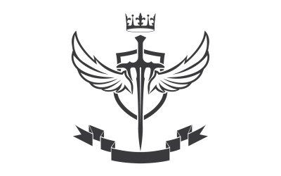 Ikona logo miecza skrzydłowego i króla koronnego v38