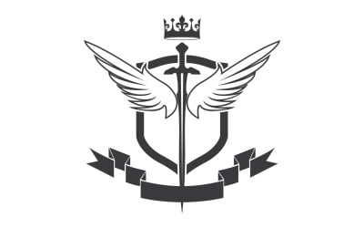 Ikona logo miecza skrzydłowego i króla koronnego v41