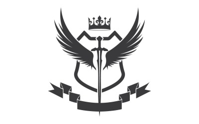 Kanat kılıcı ve taç kral lord logosu simgesi v57