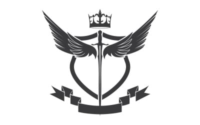 Wing sword and crown king lord logo icon v11
