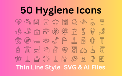 Conjunto de ícones de higiene 50 ícones de contorno - arquivos SVG e AI