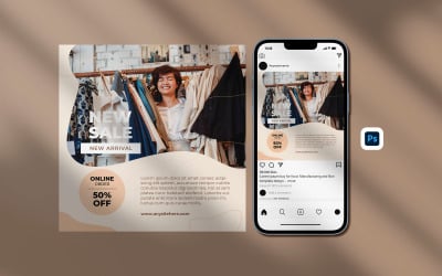 Дизайн шаблона постов в Instagram - посты в социальных сетях о летней распродаже
