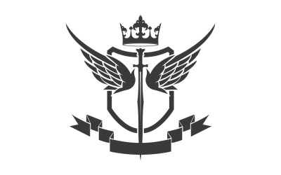 Épée d&amp;#39;aile et icône du logo du roi seigneur de la couronne v63