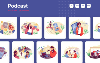 M255_ Pacote de podcast e ilustração de áudio